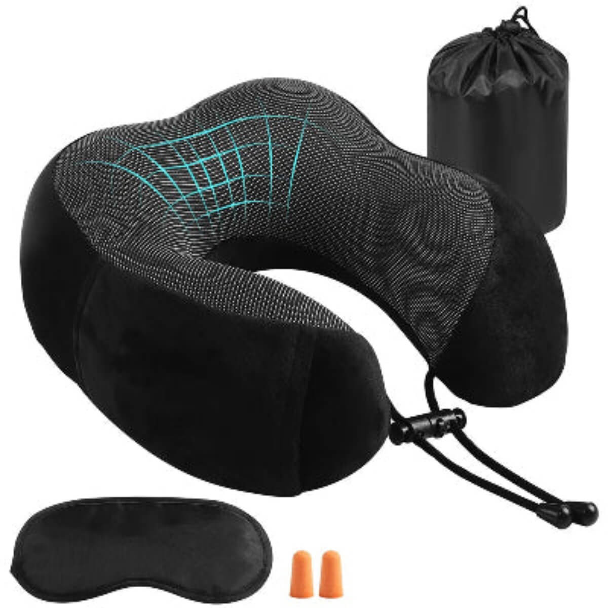 Coussin cervical voiture noir ergonomique mémoire de forme