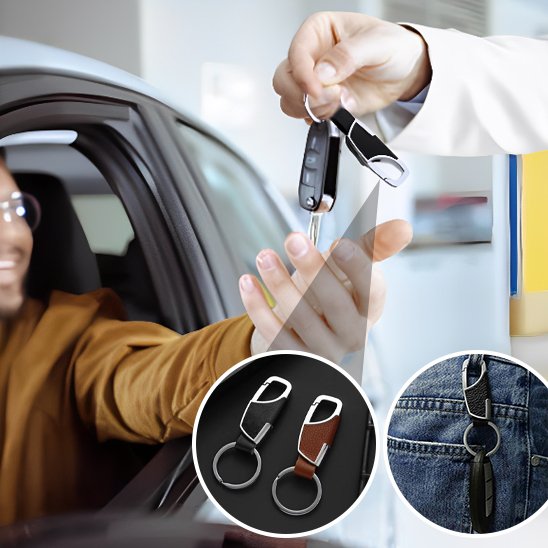 Porte clé pour voiture Double anneau en acier inoxydable