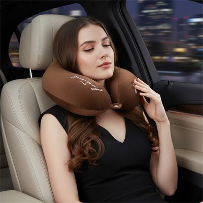 Oreiller de voyage doux support cervical premium voiture: universel mémoire de forme compact lavable |Confort auto 