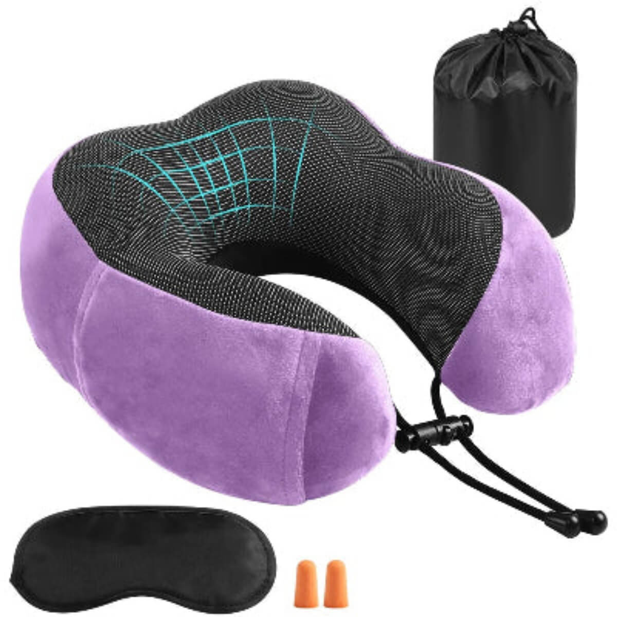 Coussin cervical voiture violet ergonomique mémoire de forme