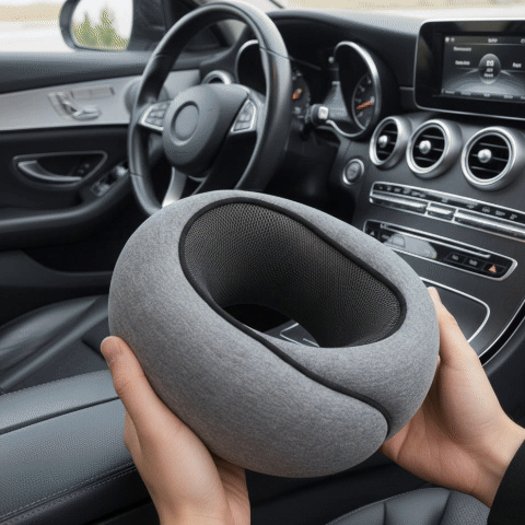 oreiller de voyage ergonomique compacte et léger animation confort automobile 