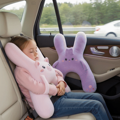 oreiller de voyage pratique pour enfant en voiture animation confort automobile