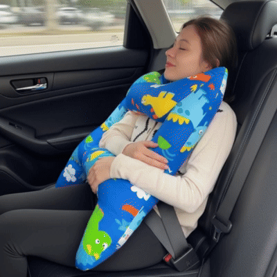 oreiller de voyage  pour enfant forme H sécurisé animation confort automobile
