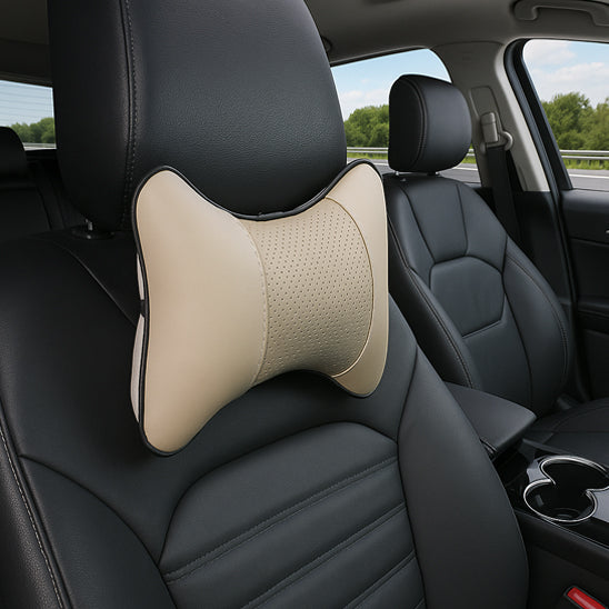 appui tete pour voiture beige
