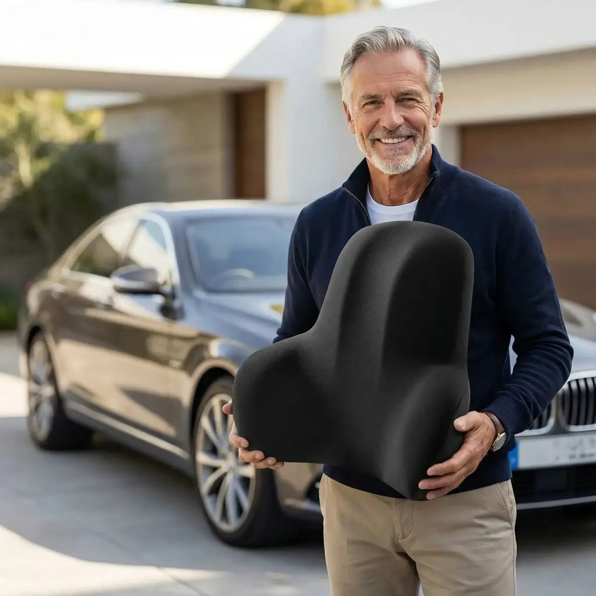 coussin lombaire voiture noir
