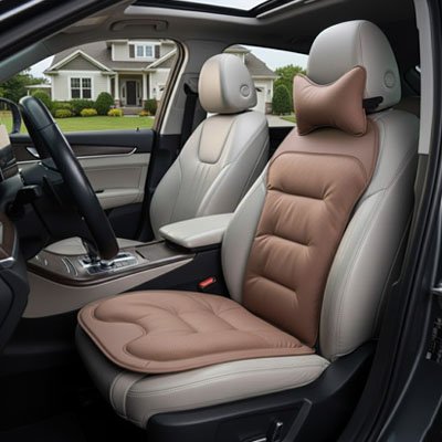 Couvre siege auto  Design ergonomique avec zones de soutien ciblée  lombaire et cuisses pour maintenir posture correcte 