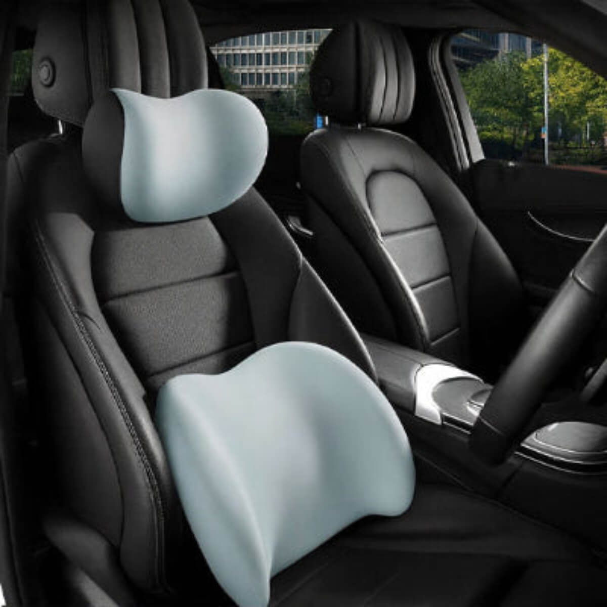 ensemble coussin siege auto universel transforme chaque trajet
 plaisir de conduire