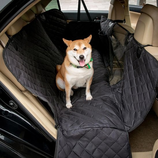 Housse voiture chien Barrières de sécurité latérales Parois relevées empêchant  chien de glisser tomber pendant  trajets