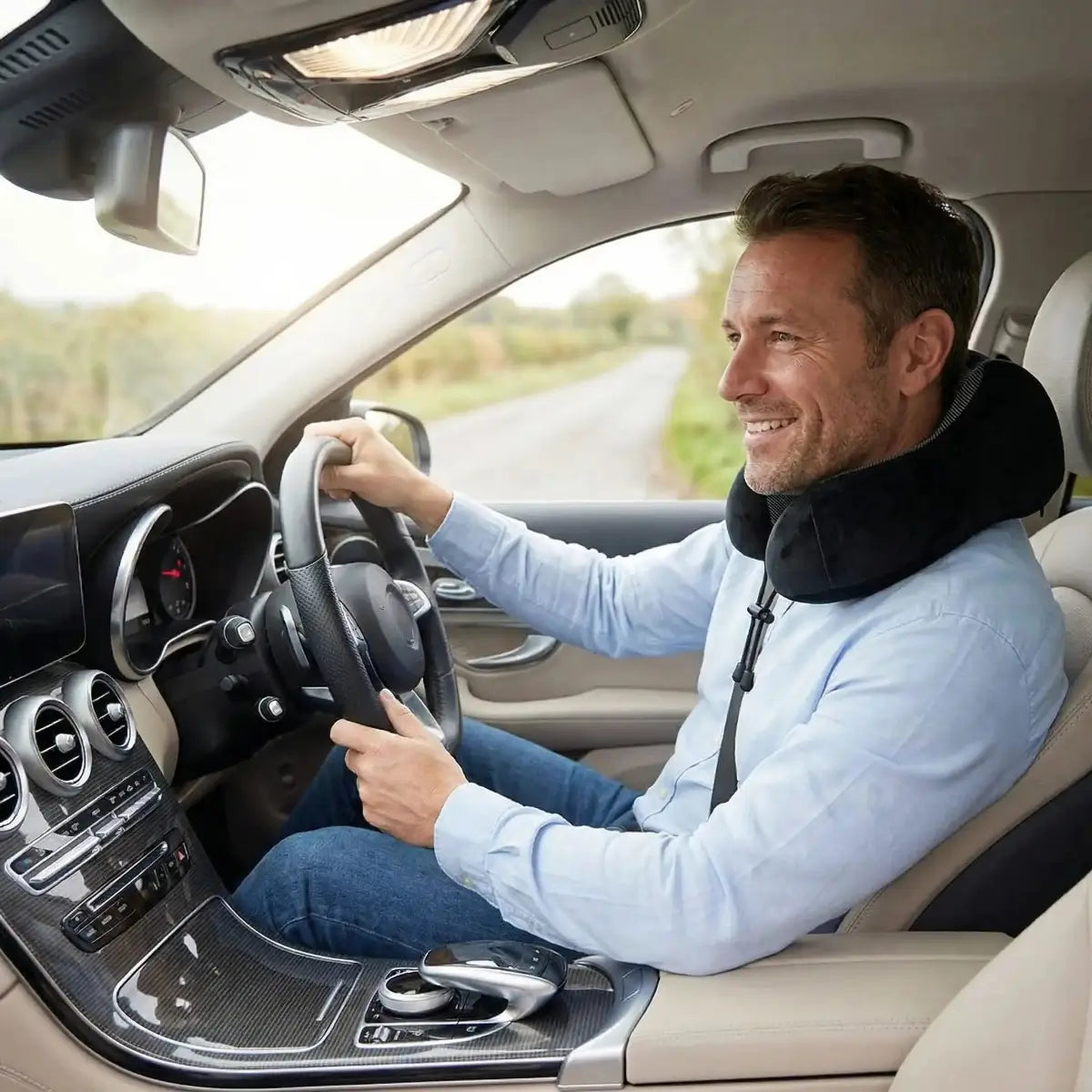oreiller de voyage mémoire de forme support cervical ergonomique confort automobile 