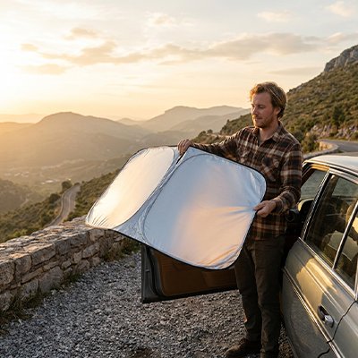 Pare soleil voiture Installation rapide Système de fixation par ventouses ou pliage simple sans nécessiter d'outils ou de montage complexe