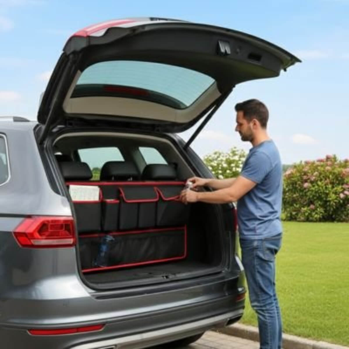 Rangement coffre voiture Stabilité anti-basculement base élargie empêchant le renversement durant les trajets